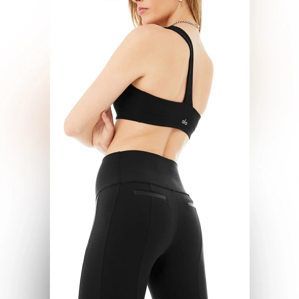 Alo Yoga Airbrush High-Waist 7/8 Motocon Legging - Black Size Small